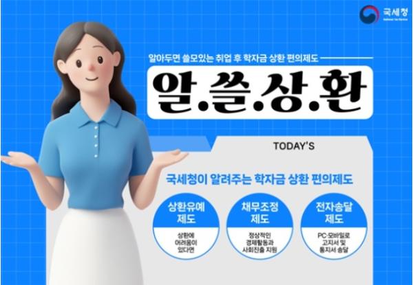 국세청, 알아두면 쓸모있는 취업 후 학자금 상환 편의제도